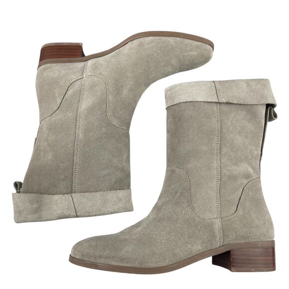 Sole Society Women's Calanth Boots Size 8.5M Suede Leather Folded Cuff Booties - Picture 7 of 12